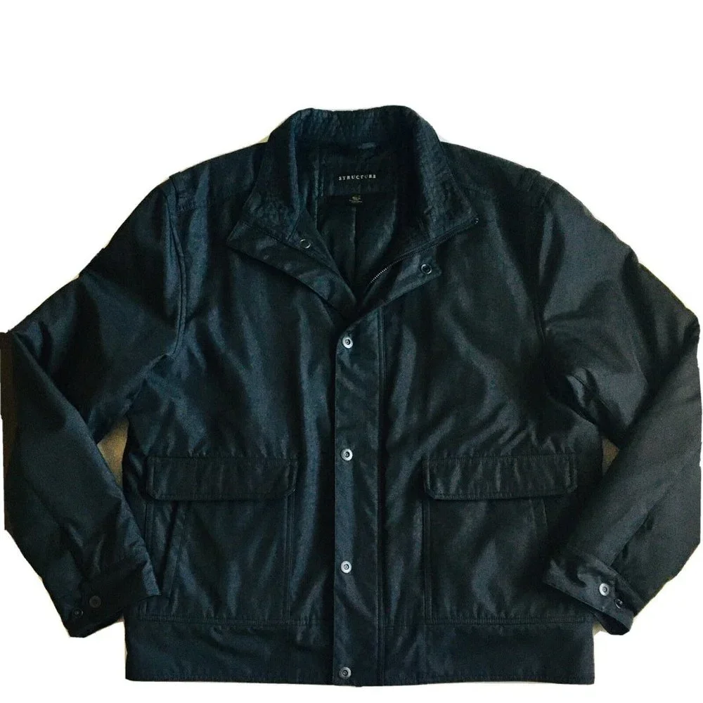 Structure Men's Jacket Field Button-Front‎ Black Jacket Size XL